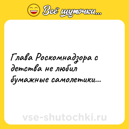 Шутка: Глава Роскомнадзора с детства не любил бумажные самолетики...