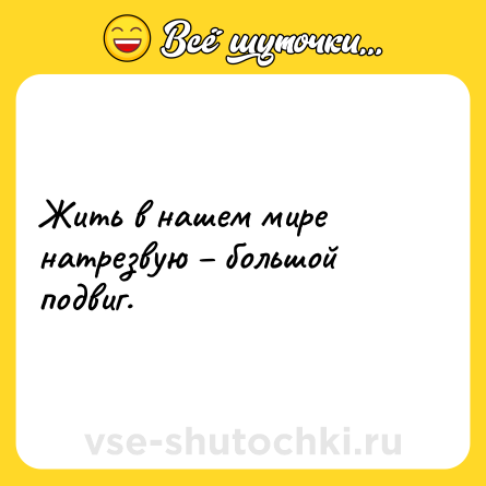 Шутка: Жить в нашем мире натрезвую – большой подвиг.