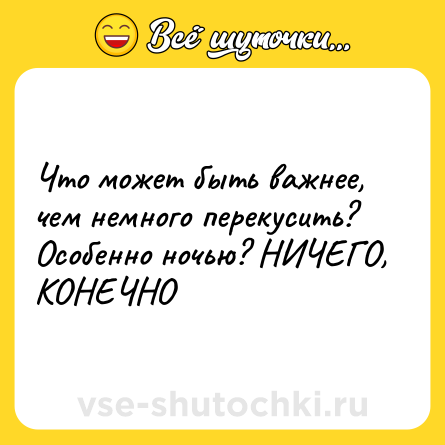 Шутка: Что может быть важнее, чем немного перекусить? Особенно ночью? НИЧЕГО, КОНЕЧНО