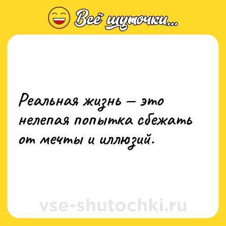 Шутка: Реальная жизнь — это нелепая попытка сбежать от мечты и иллюзий.