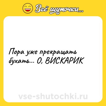 Шутка: Пора уже прекращать бухать… О, ВИСКАРИК