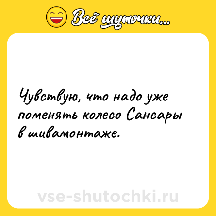 Шутка: Чувствую, что надо уже поменять колесо Сансары в шивамонтаже.