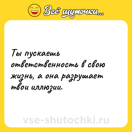 Шутка: Ты пускаешь ответственность в свою жизнь, а она разрушает твои иллюзии.