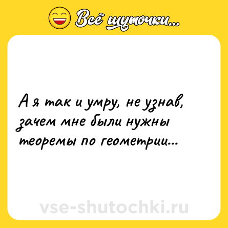Шутка: А я так и умру, не узнав, зачем мне были нужны теоремы по геометрии...