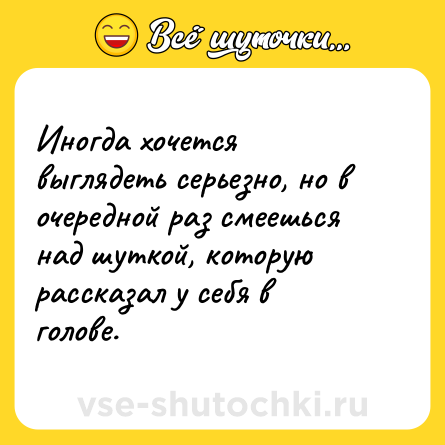 Шутка: Иногда хочется выглядеть серьезно, но в очередной раз смеешься над шуткой, которую рассказал у себя в голове.