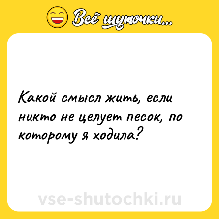 Шутка: Какой смысл жить, если никто не целует песок, по которому я ходила?