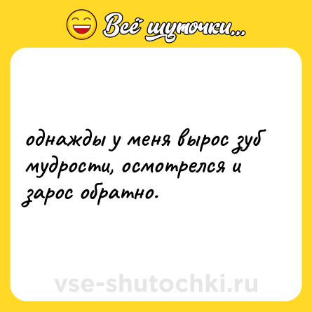 Шутка: однажды у меня вырос зуб мудрости, осмотрелся и зарос обратно.