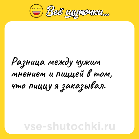 Шутка: Разница между чужим мнением и пиццей в том, что пиццу я заказывал.