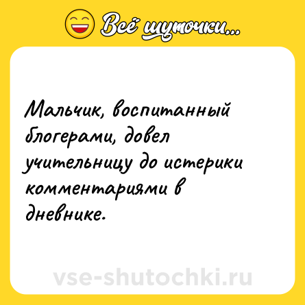 Шутка: Мальчик, воспитанный блогерами, довел учительницу до истерики комментариями в дневнике.