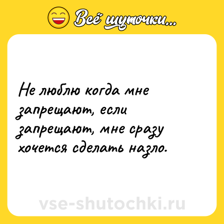 Шутка: Не люблю когда мне запрещают, если запрещают, мне сразу хочется сделать назло.