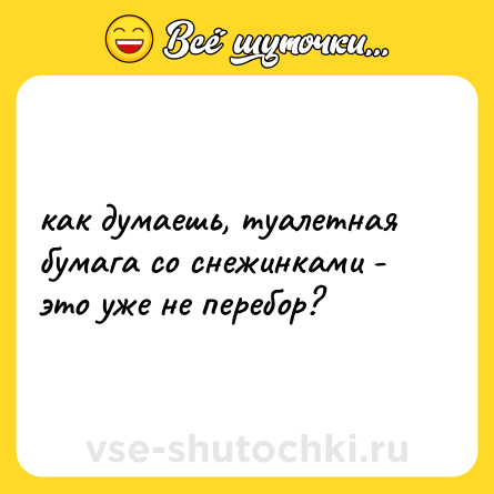 Шутка: как думаешь, туалетная бумага со снежинками - это уже не перебор?