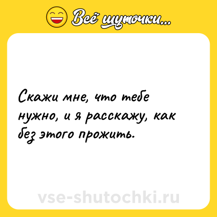 Шутка: Скажи мне, что тебе нужно, и я расскажу, как без этого прожить.