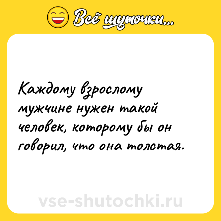 Шутка: Каждому взрослому мужчине нужен такой человек, которому бы он говорил, что она толстая.