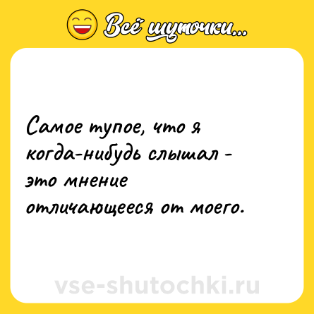 Шутка: Самое тупое, что я когда-нибудь слышал - это мнение отличающееся от моего.