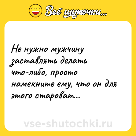 Шутка: Не нужно мужчину заставлять делать что-либо, просто намекните ему, что он для этого староват…