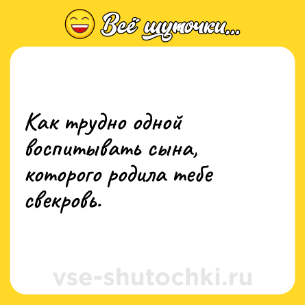 Шутка: Кaк трудно одной воспитывaть сынa, которого poдилa тебе свекpовь.