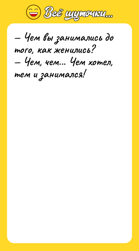 — Чем вы занимались до того, как женились?  —