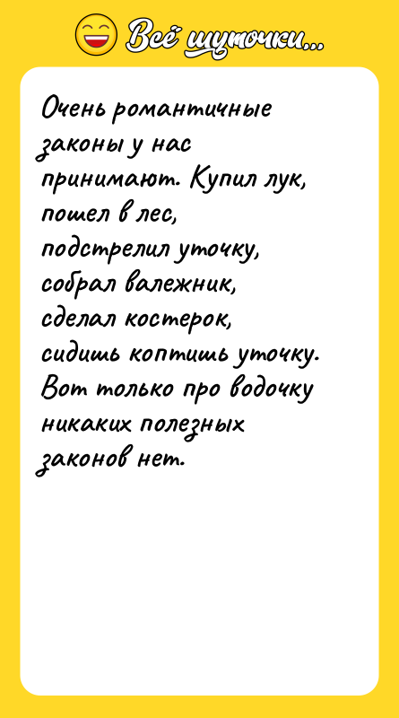 Очень романтичные законы у нас принимают. Купил лук, пошел в