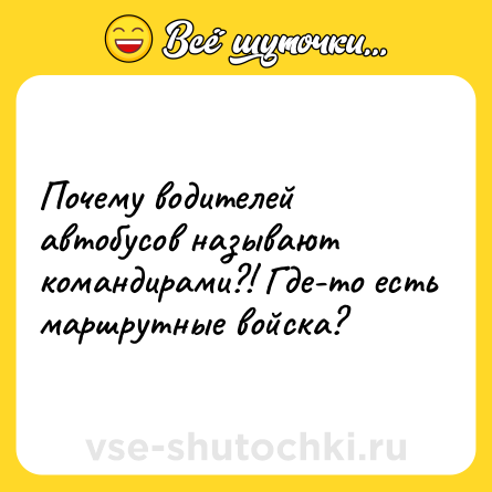 Шутка: Почему водителей автобусов называют командирами?! Где-то есть маршрутные войска?