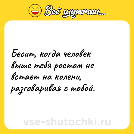 Шутка: Бесит, когда человек выше тебя ростом не встает на колени, разговаривая с тобой.
