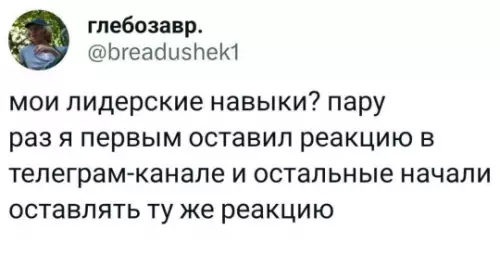 Лидерские навыки в действии - мои лидерские навыки? пару раз я первым оставил реакцию в