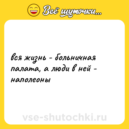 Шутка: вся жизнь - больничная палата, а люди в ней - наполеоны