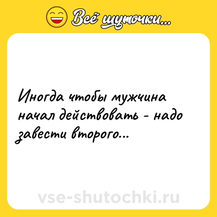 Шутка: Иногда чтобы мужчина начал действовать - надо завести второго...