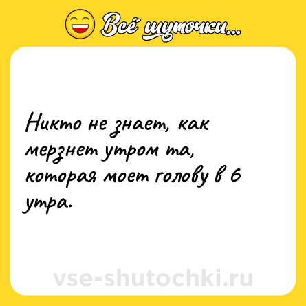 Шутка: Никто не знает, как мерзнет утром та, которая моет голову в 6 утра.