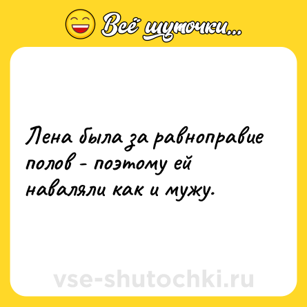 Шутка: Лена была за равноправие полов - поэтому ей наваляли как и мужу.