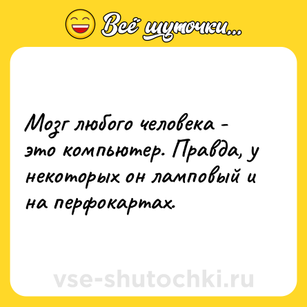 Шутка: Мозг любого человека - это компьютер. Правда, у некоторых он ламповый и на перфокартах.