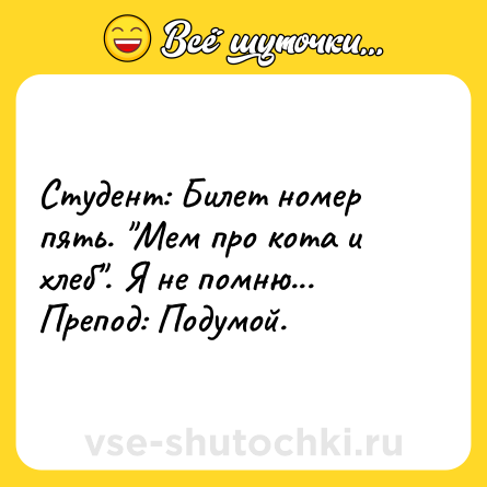 Шутка: Студент: Билет номер пять. 