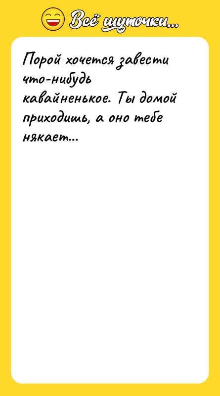 Порой хочется завести что-нибудь кавайненькое. Ты домой приходишь, а оно