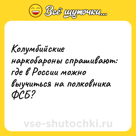 Шутка: Колумбийские наркобароны спрашивают: где в России можно выучиться на полковника ФСБ?