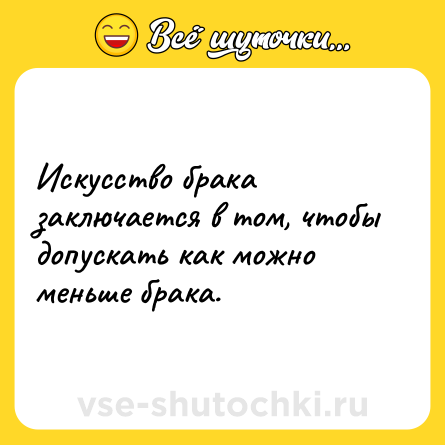 Шутка: Искусство брака заключается в том, чтобы допускать как можно меньше брака.