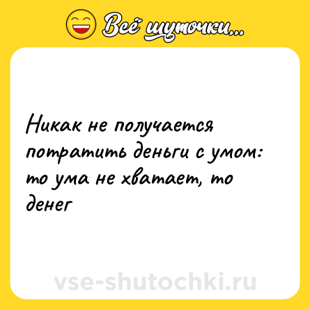 Шутка: Никак не получается потратить деньги с умом: то ума не хватает, то денег