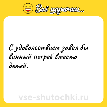Шутка: С удовольствием завел бы винный погреб вместо детей.