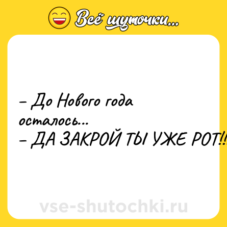 Шутка: – До Нового года осталось... <br>– ДА ЗАКРОЙ ТЫ УЖЕ РОТ!!!