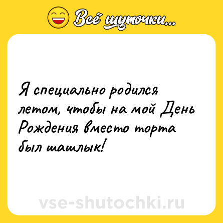 Шутка: Я специально родился летом, чтобы на мой День Рождения вместо торта был шашлык!