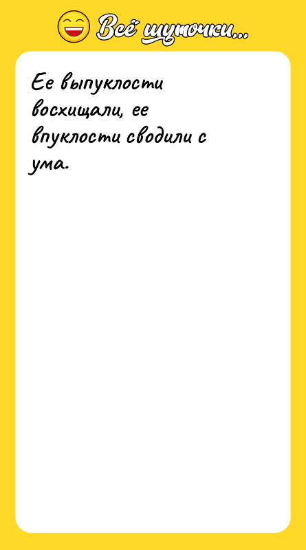 Ее выпуклости восхищали, ее впуклости сводили с ума.