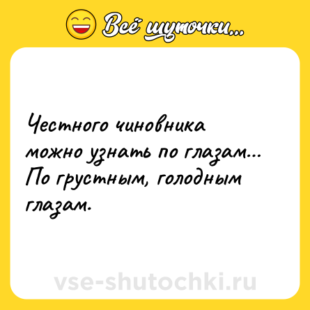 Шутка: Честного чиновника можно узнать по глазам… По грустным, голодным глазам.