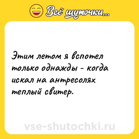 Шутка: Этим летом я вспотел только однажды - когда искал на антресолях теплый свитер.