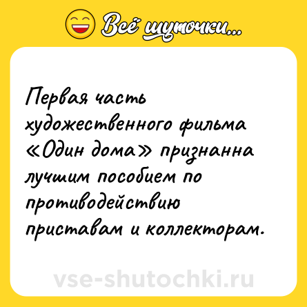 Шутка: Первая часть художественного фильма «Один дома» признанна лучшим пособием по противодействию приставам и коллекторам.