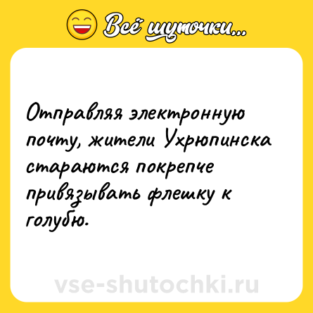 Шутка: Отправляя электронную почту, жители Ухрюпинска стараются покрепче привязывать флешку к голубю.