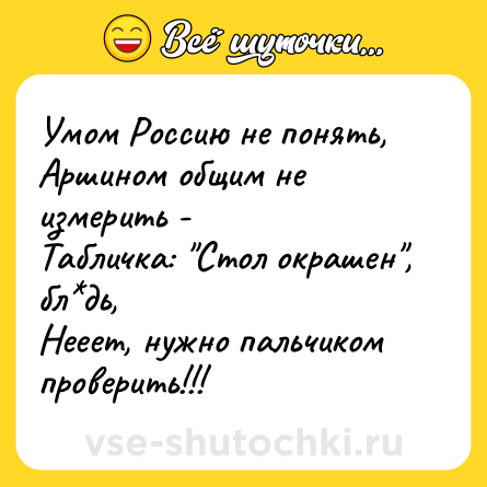 Шутка: Умом Россию не понять, <br>Аршином общим не измерить - <br>Табличка: 