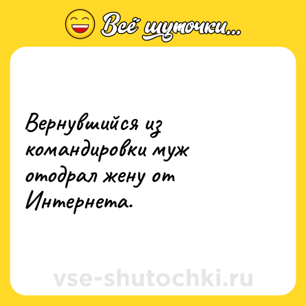 Шутка: Вернувшийся из командировки муж отодрал жену от Интернета.