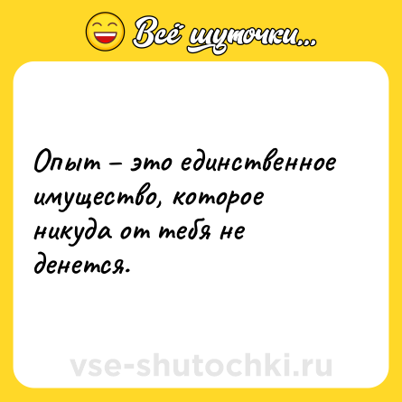 Шутка: Опыт – это единственное имущество, которое никуда от тебя не денется.