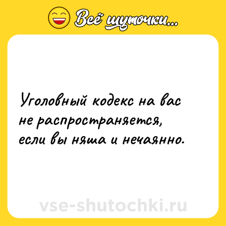 Шутка: Уголовный кодекс на вас не распространяется, если вы няша и нечаянно.