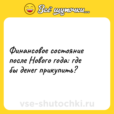 Шутка: Финансовое состояние после Нового года: где бы денег прикупить?