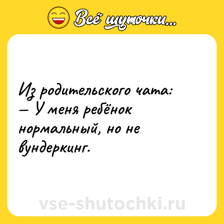 Шутка: Из родительского чата:<br>— У меня ребёнок нормальный, но не вундеркинг.