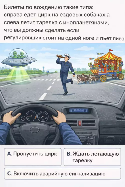 Смешной вопрос на правилах дорожного движения
